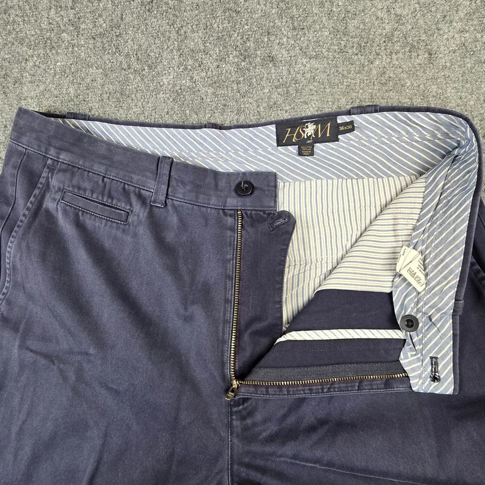 Hart Schaffner Marx Mens 36x30 Navy Blue Pima Cotton Flat Front Chino Pants